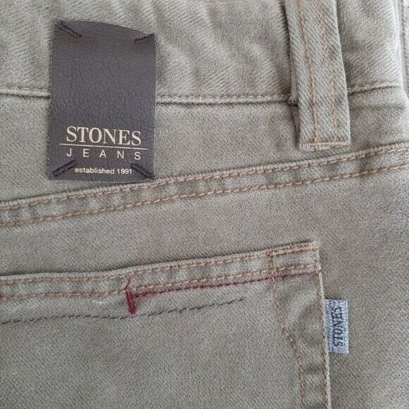 STONES \ Jeans 100% Cotton Straight Khaki Green Men's Pants Sz 34 - Picture 8 of 10